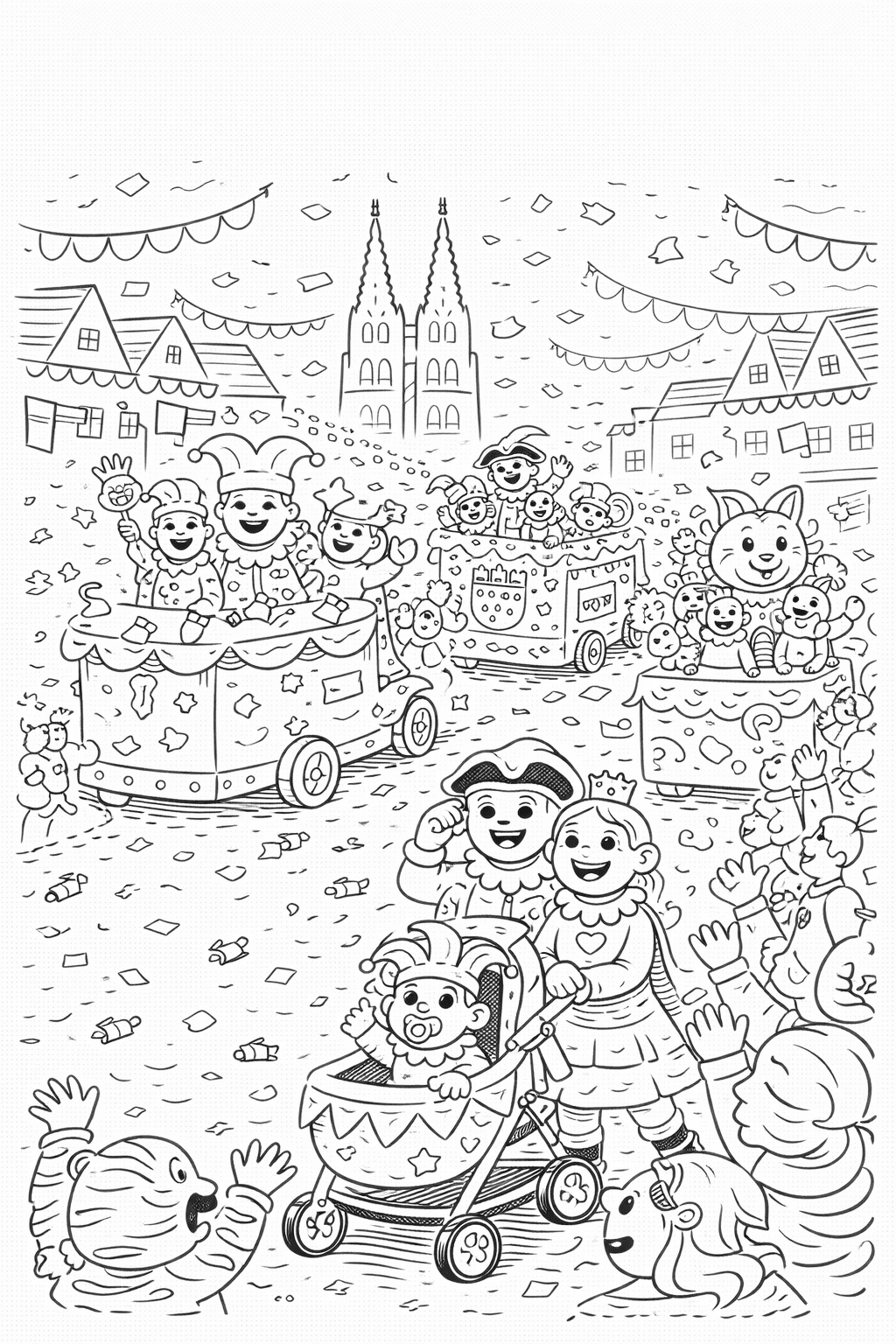 Rosenmontagszug In Köln Im Sketch Stil