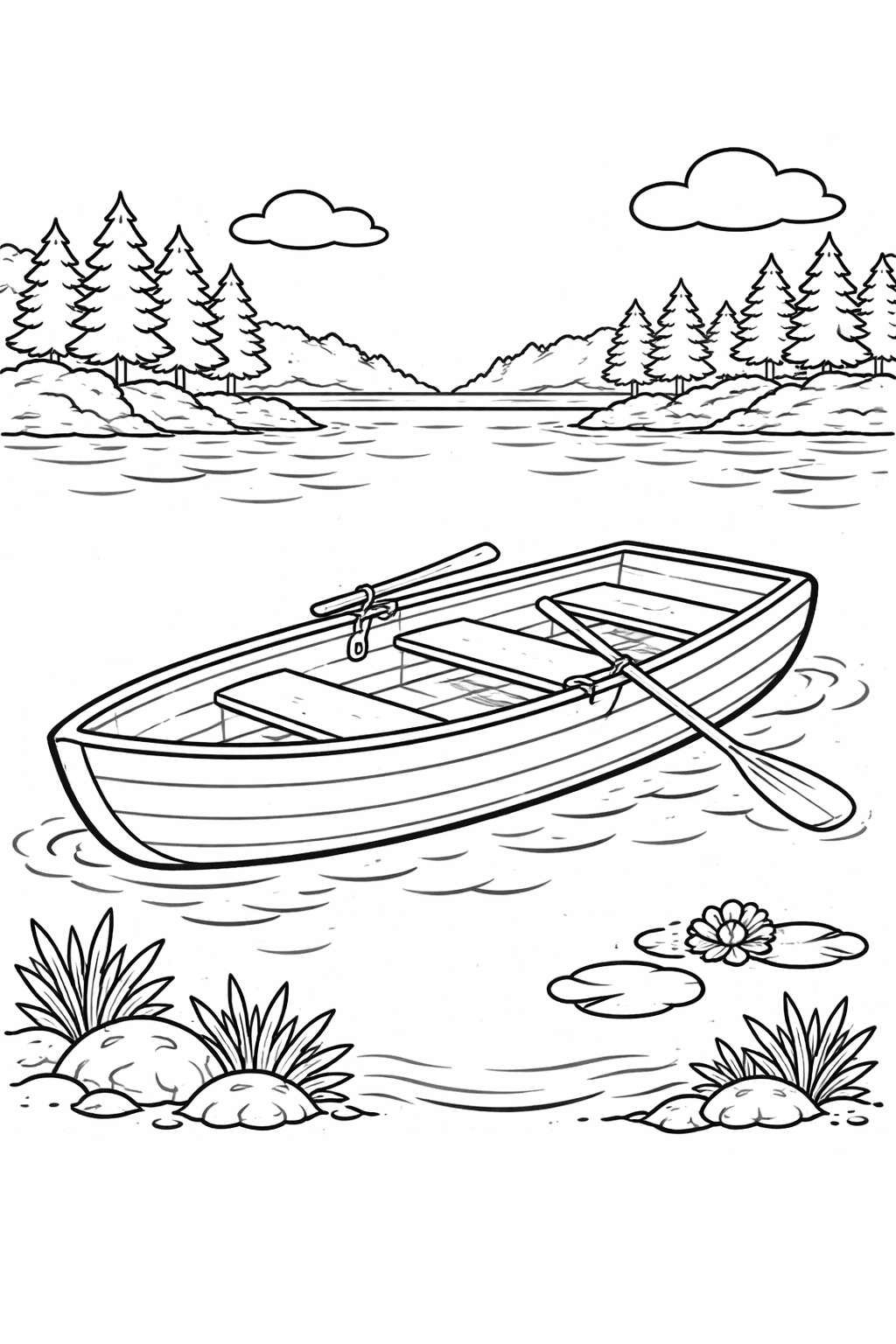 Ruderboot - Ausmalbild