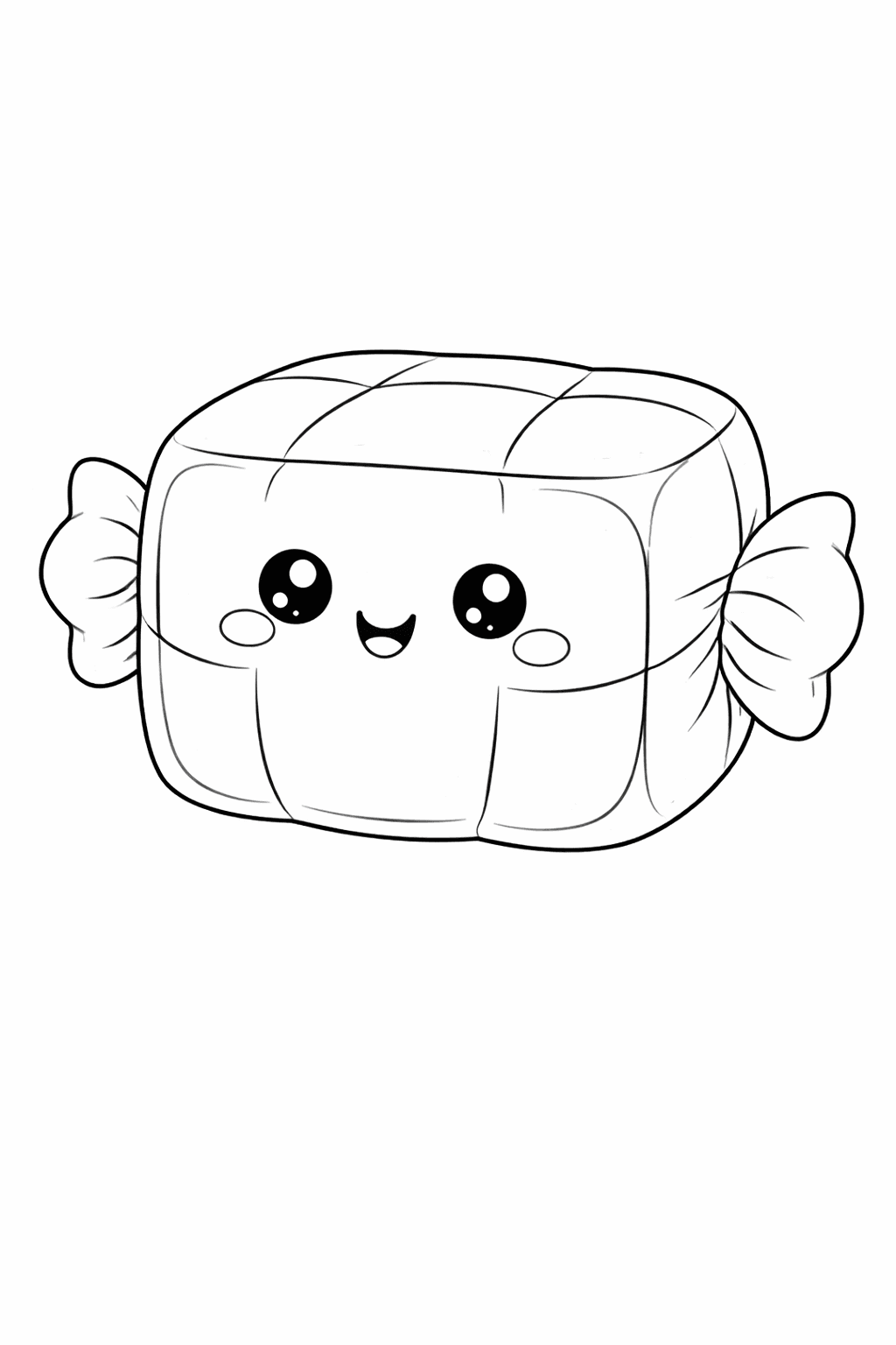 Süßes Karamellbonbon im kawaii-Stil - Ausmalbild