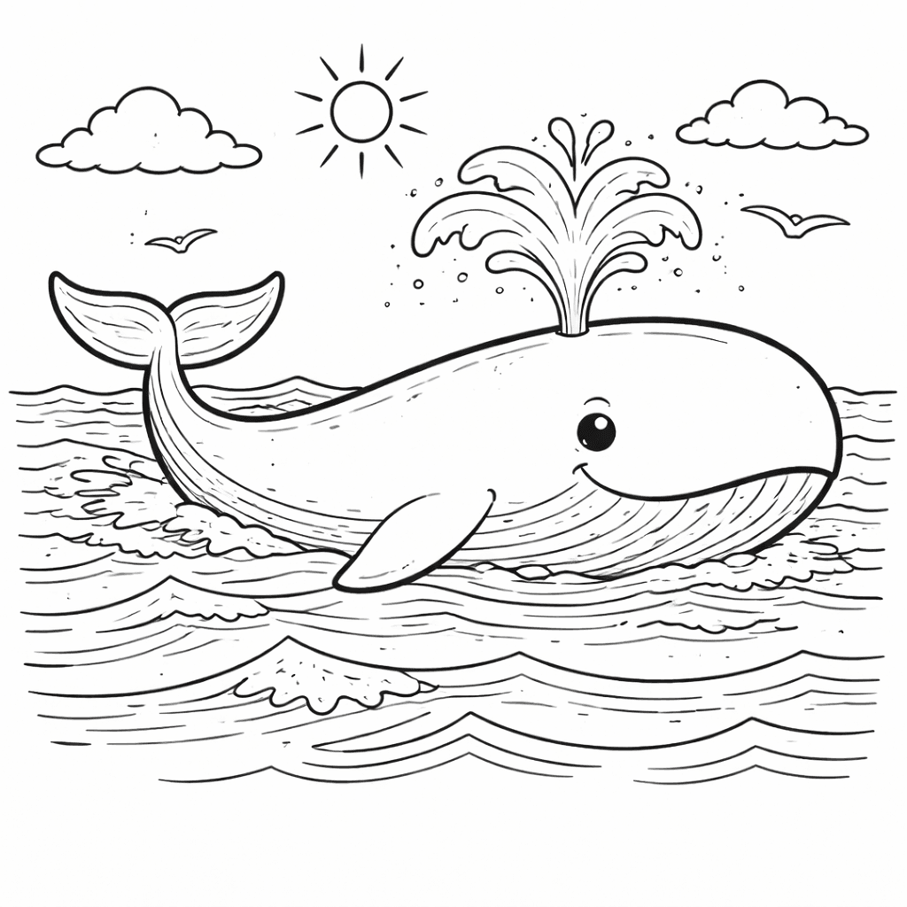 Wal im Sonnenlicht - Ausmalbild