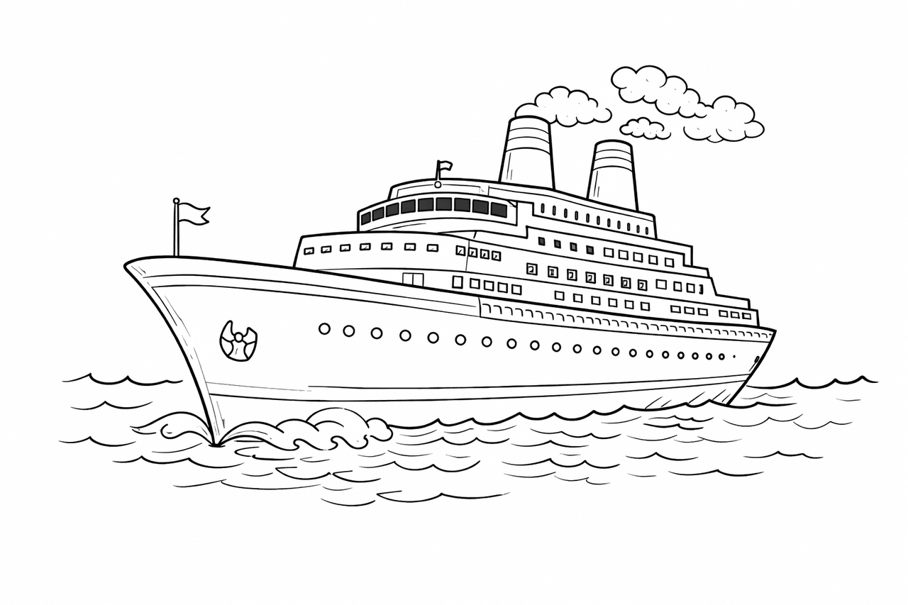 Schiff auf dem Meer - Ausmalbild