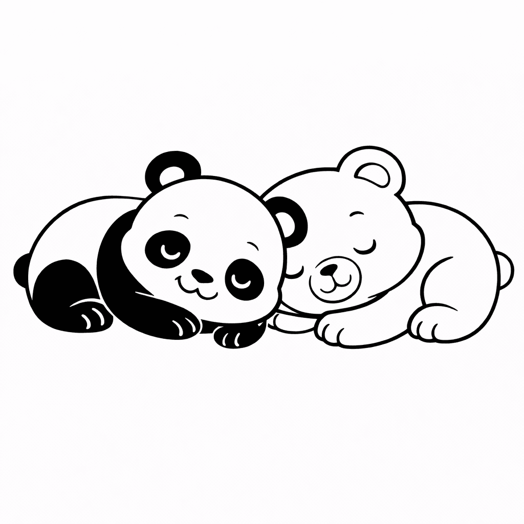 Schlafende Panda Und BäRchen Zusammen