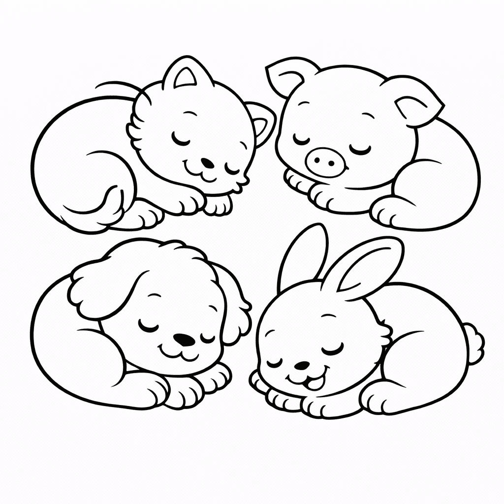 Schlafende Tiere Im Kreis