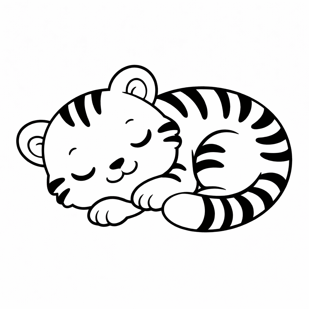 Schlafender Tigerjunge Zum Ausmalen
