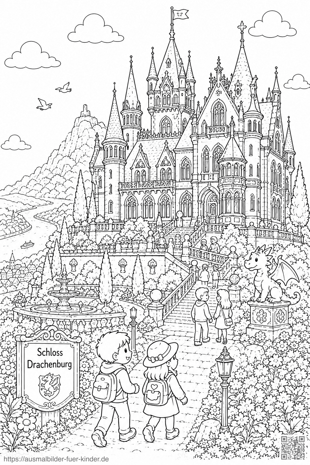 Schloss Drachenburg Ausmalbild