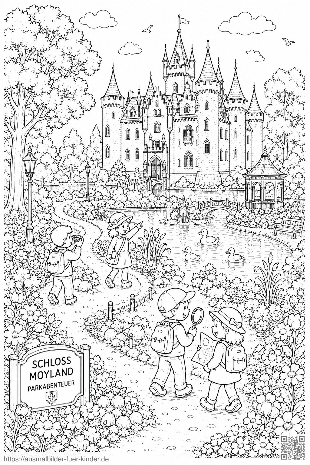 Schloss Moyland Parkabenteuer Ausmalbild