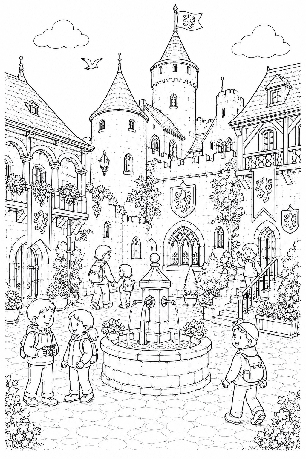 Schönburg Burghof Ausmalbild