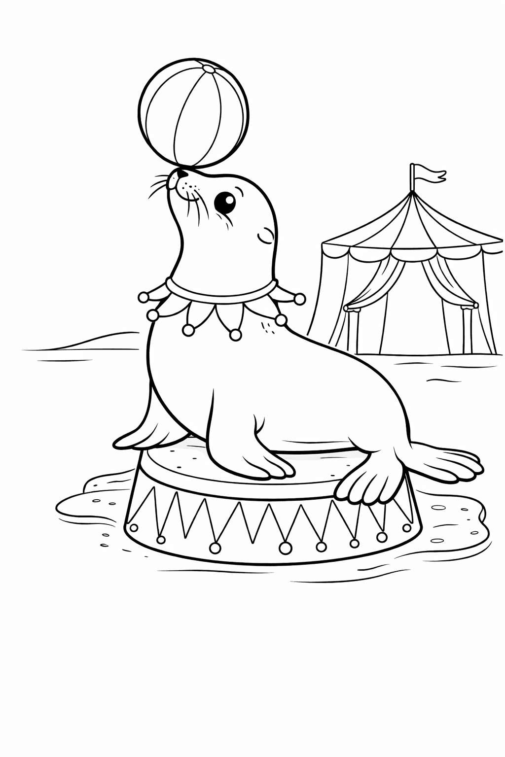 Seelöwe im Zirkus - Ausmalbild