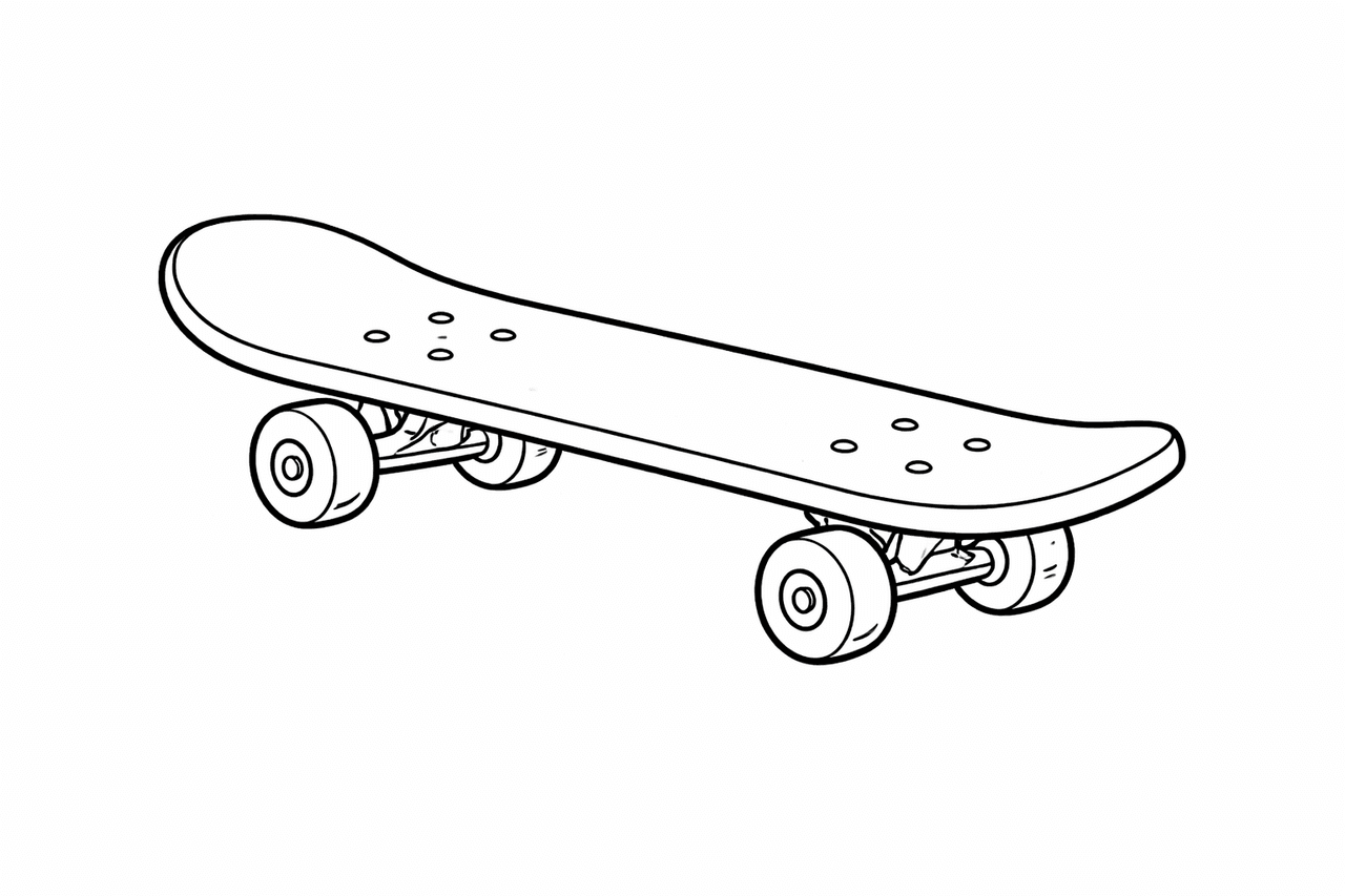 Skateboard - Ausmalbild