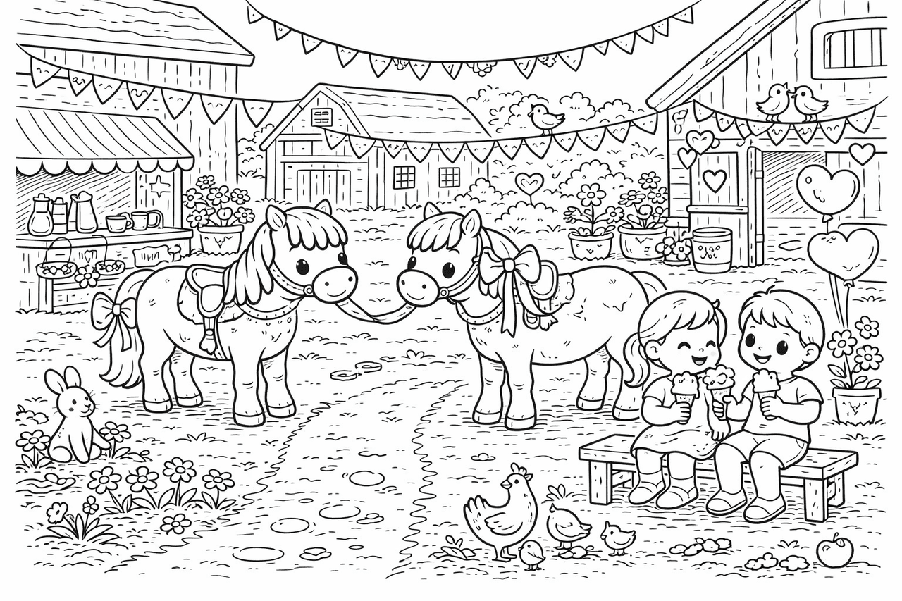 Sommerfest Ponyhof - Ausmalbild