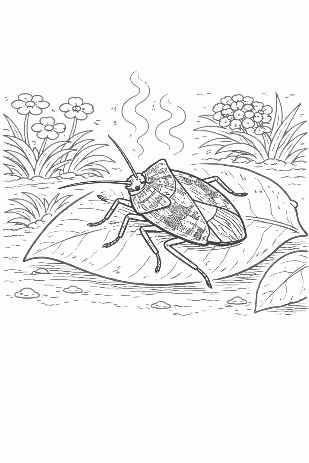 Stinkkäfer im Garten - Ausmalbild