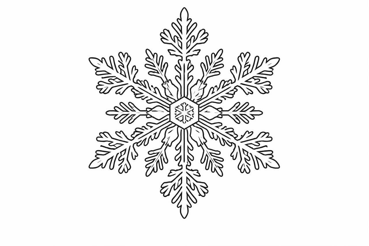Symmetrische Schneeflocke - Ausmalbild
