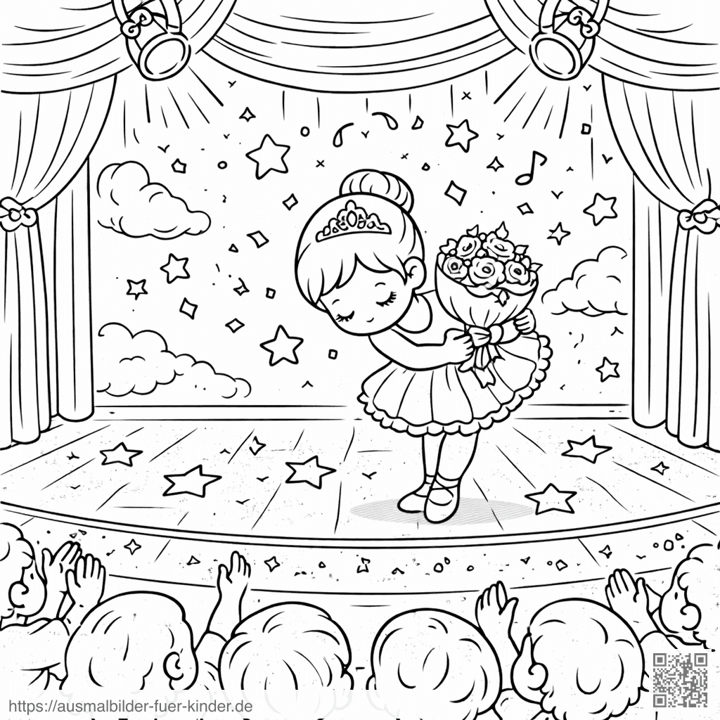 Ballerina im Applausregen - Ausmalbild