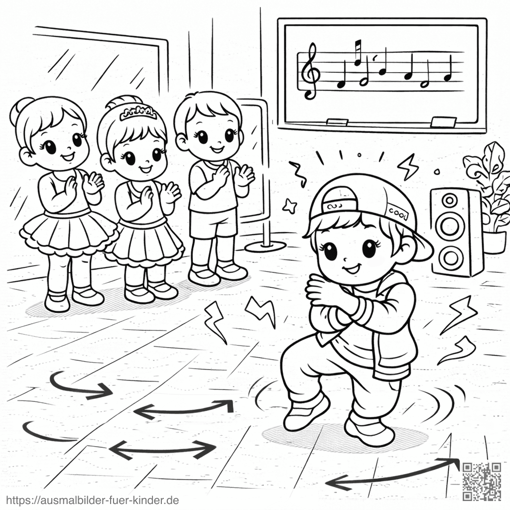 Tanzklasse voller Energie und Spaß - Ausmalbild