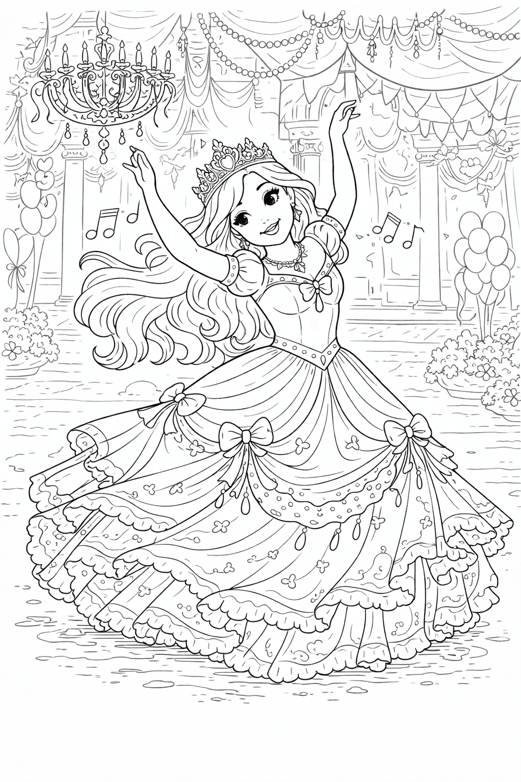 Tanzende Prinzessin - Ausmalbild
