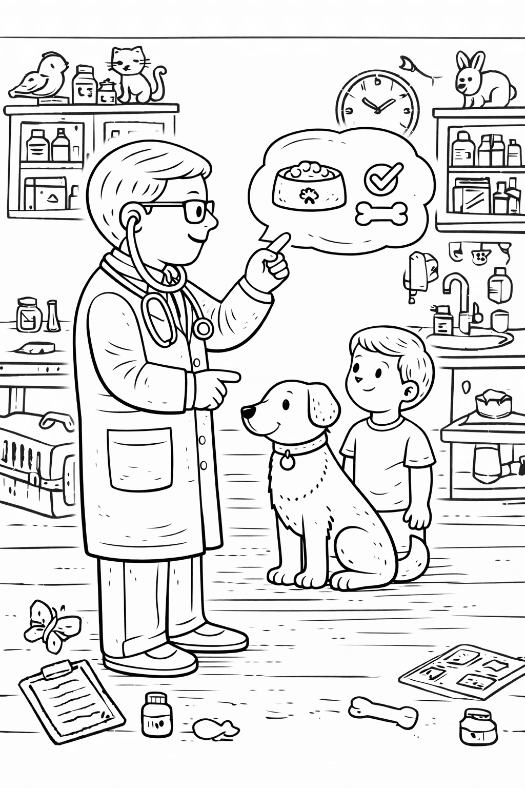 Tierernährungsberatung in der Klinik - Ausmalbild