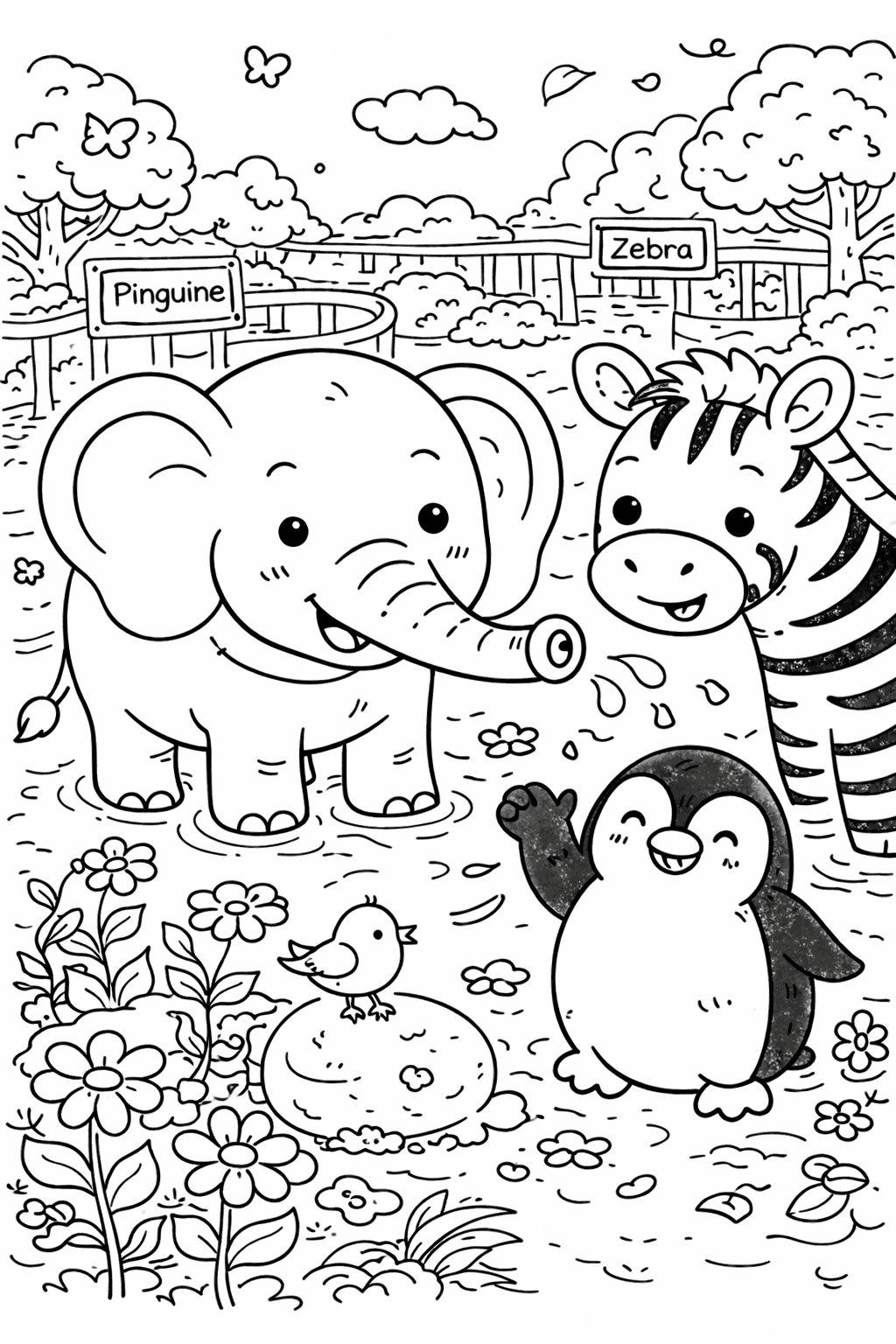 Tierfreunde im Kölner Zoo - Ausmalbild