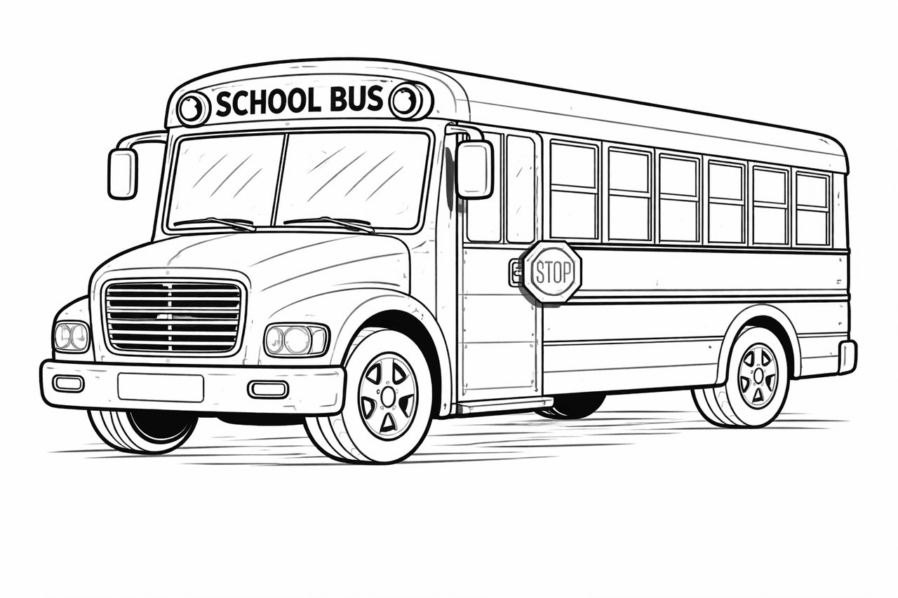 Schulbus - Ausmalbild
