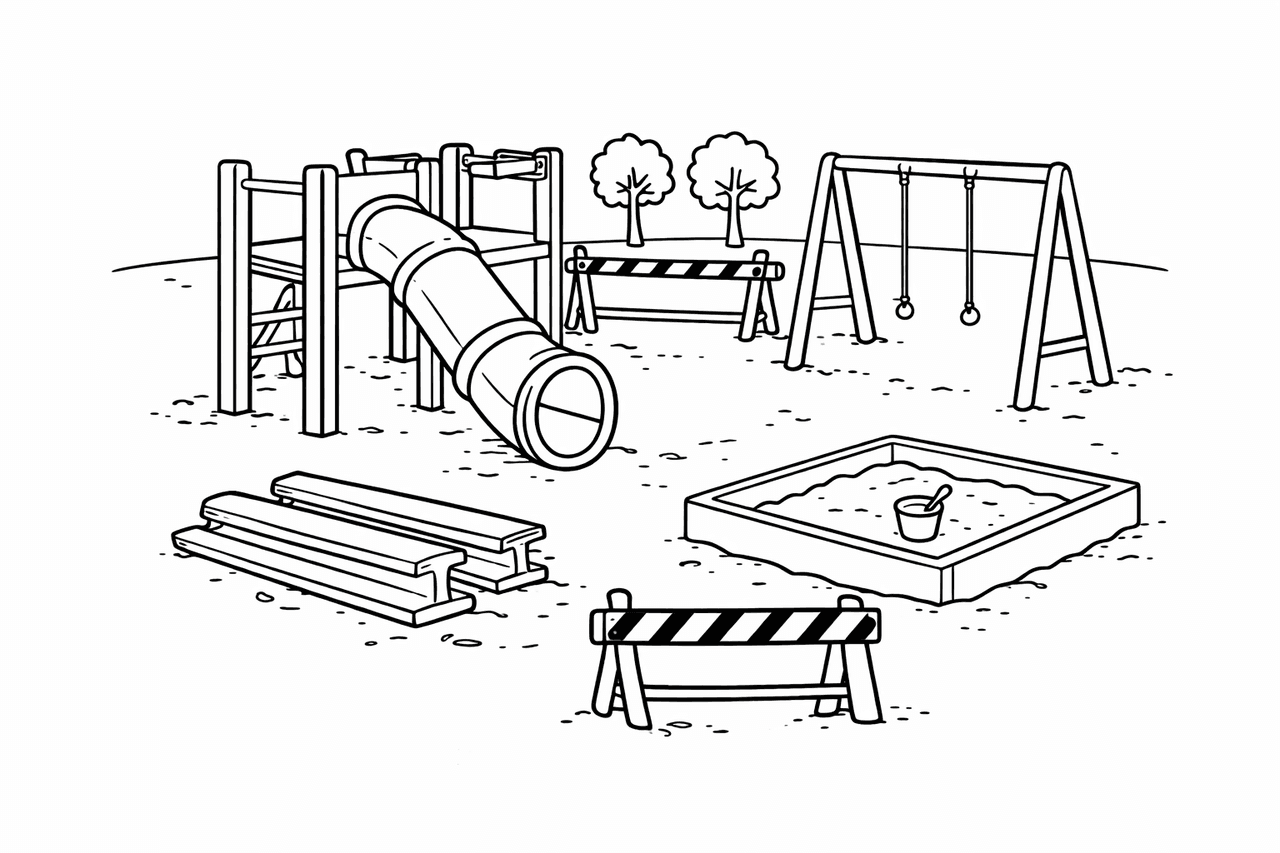 Spielplatzbau - Ausmalbild
