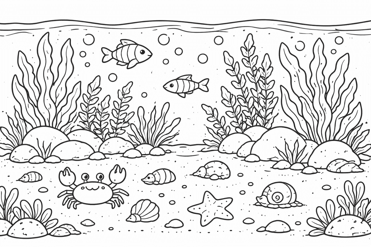 Unterwasserfreunde - Ausmalbild