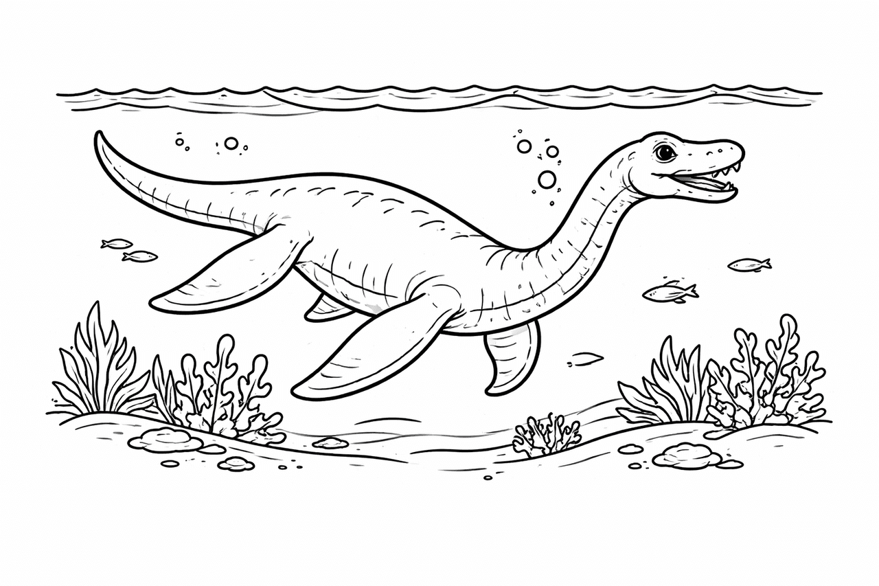 Plesiosaurus Unterwasserwelt - Ausmalbild