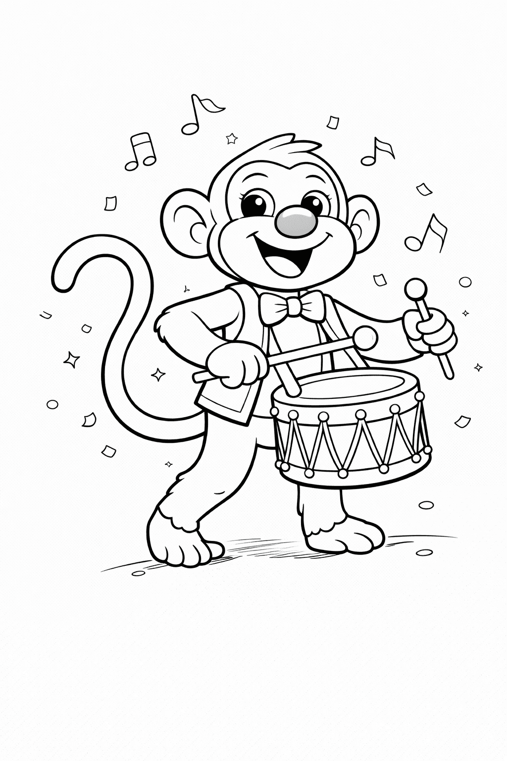 Verspielter Affe Mit Trommel