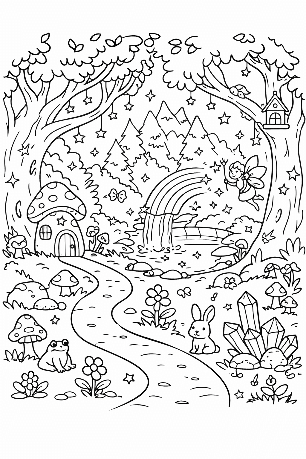 Verzauberter Wald - Ausmalbild