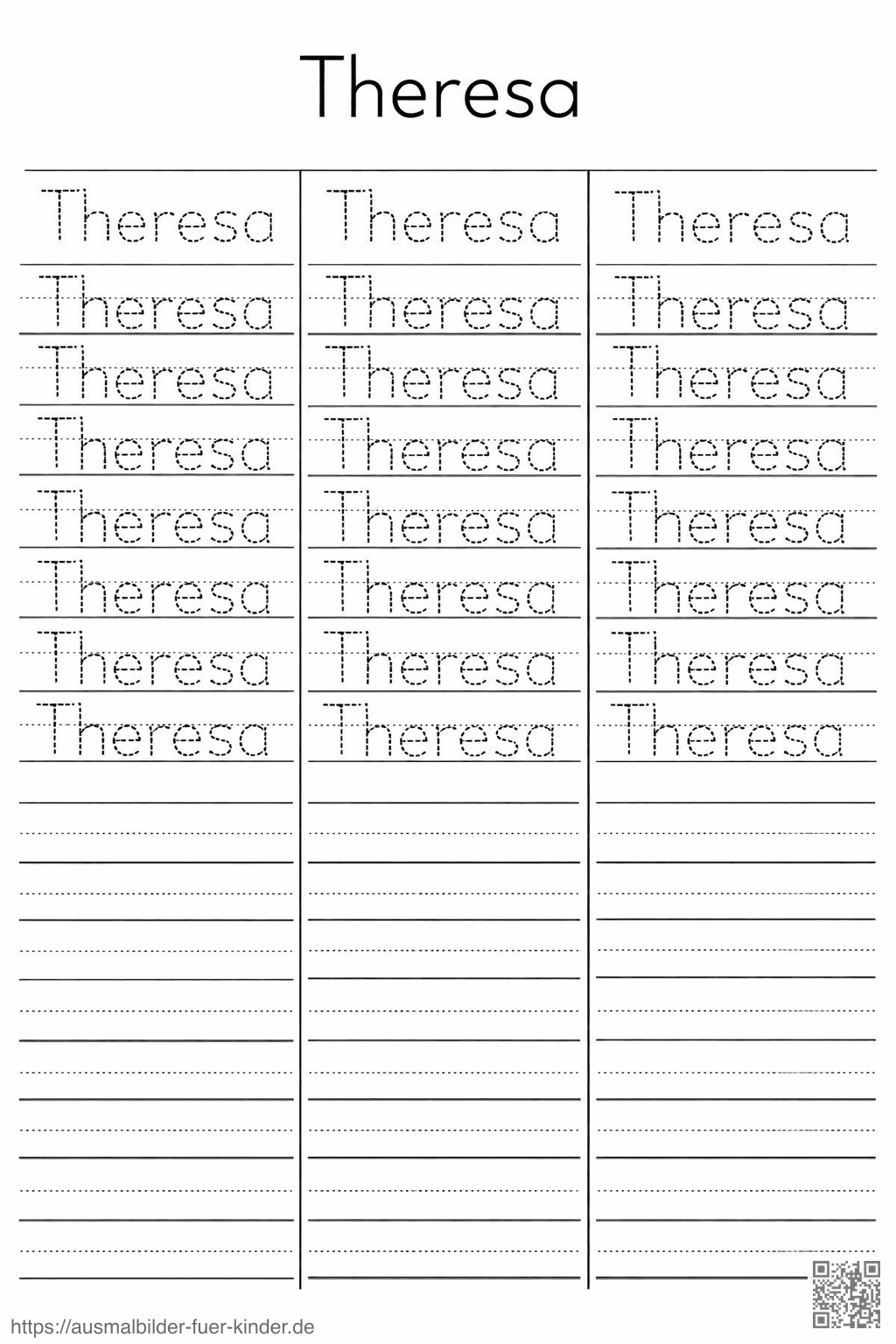 Handschrift Übung_ Name _Theresa_ - Namen Übungsblatt
