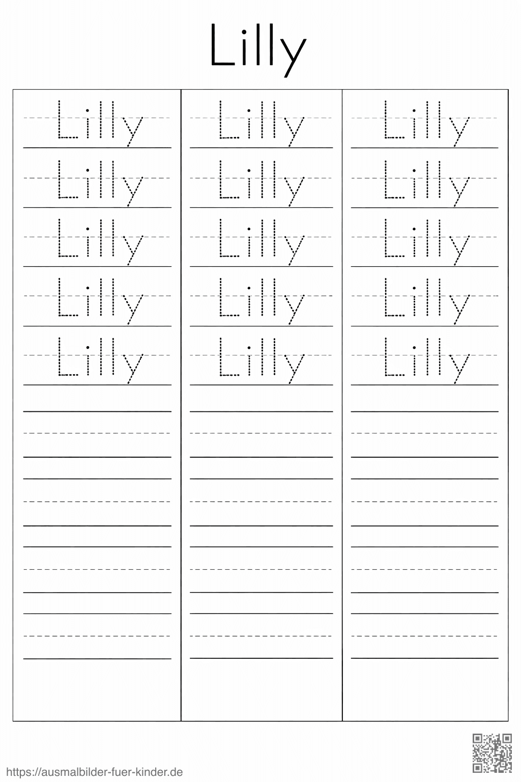 Handschriftübung für Lilly (1) - Namen Übungsblatt