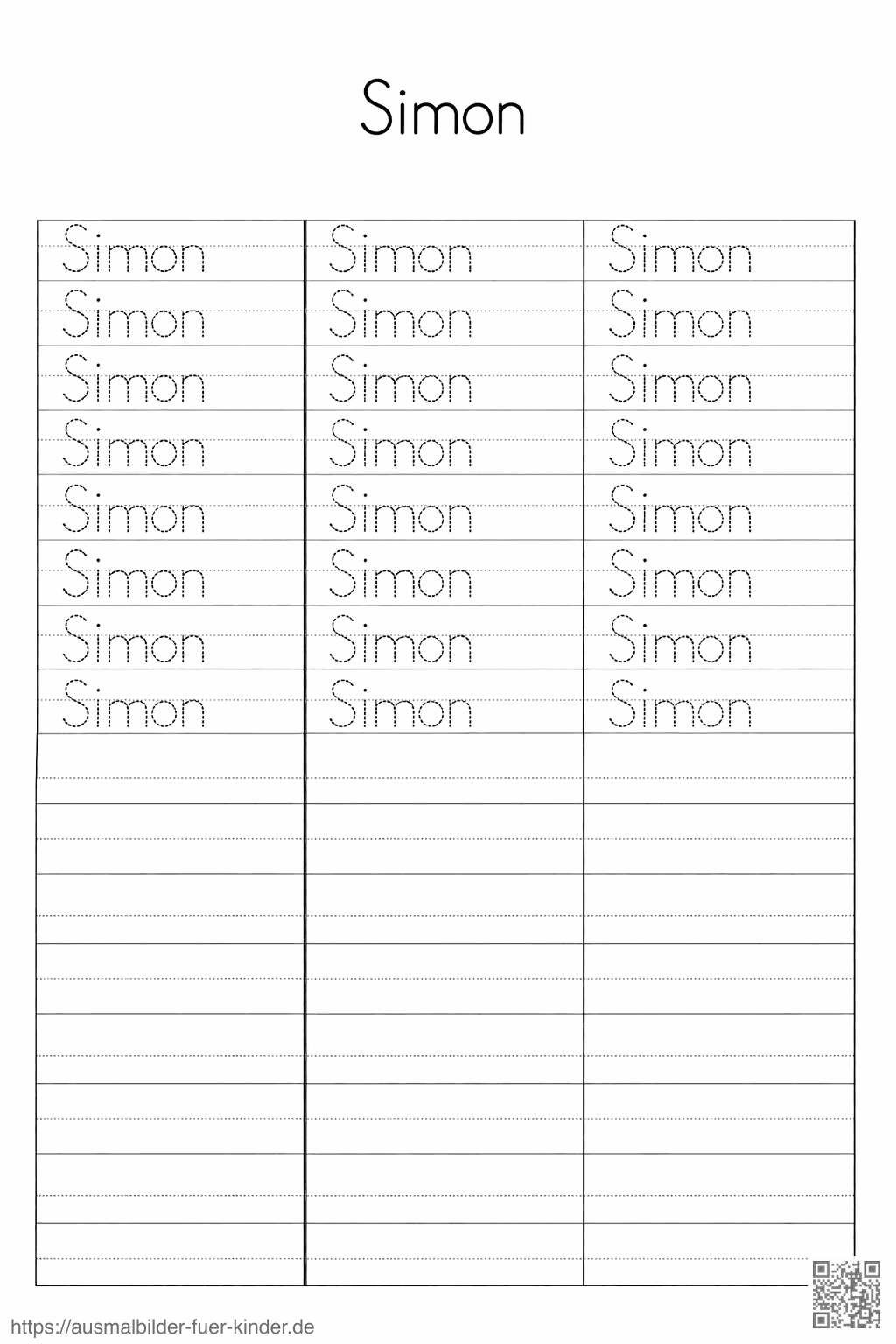 Kreis Sprechübung Simon - Namen Übungsblatt