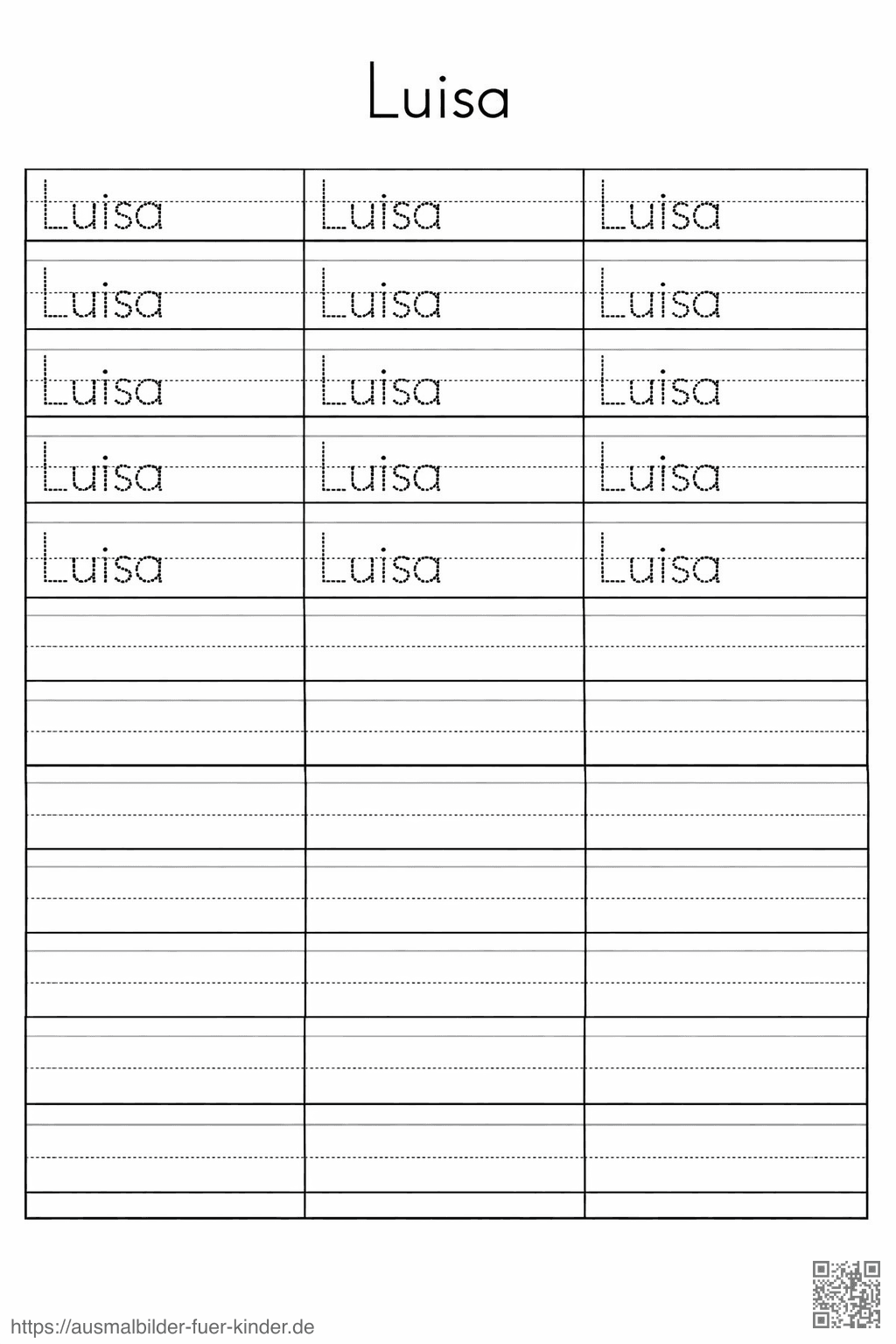 Lernblatt zum Schreiben von Luisa - Namen Übungsblatt