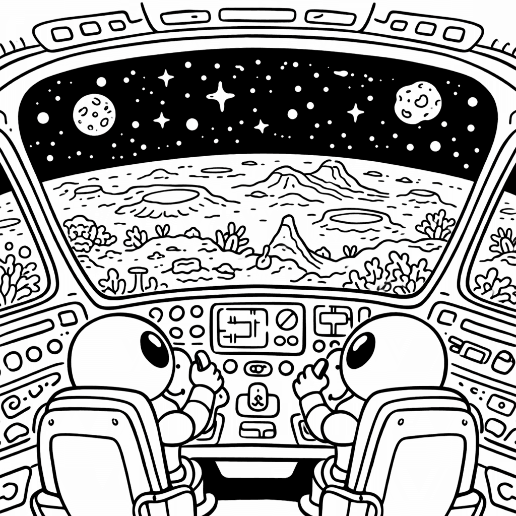 Aliens im UFO - Ausmalbild