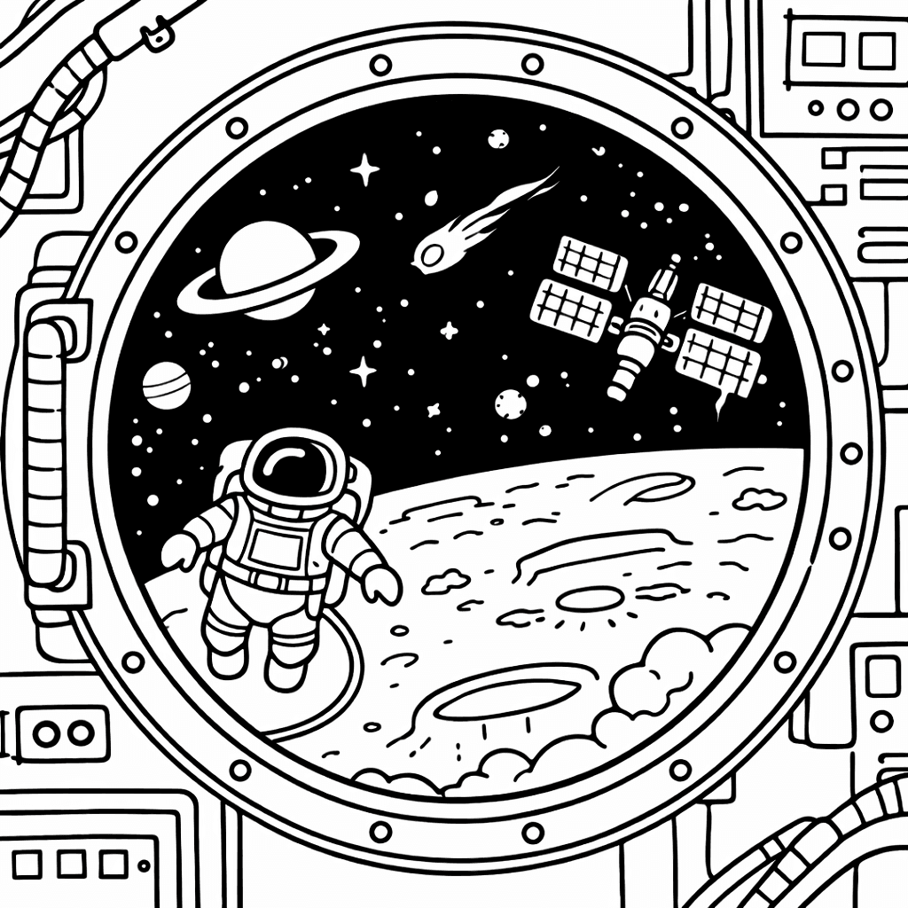 Blick durch das Bullauge - Ausmalbild