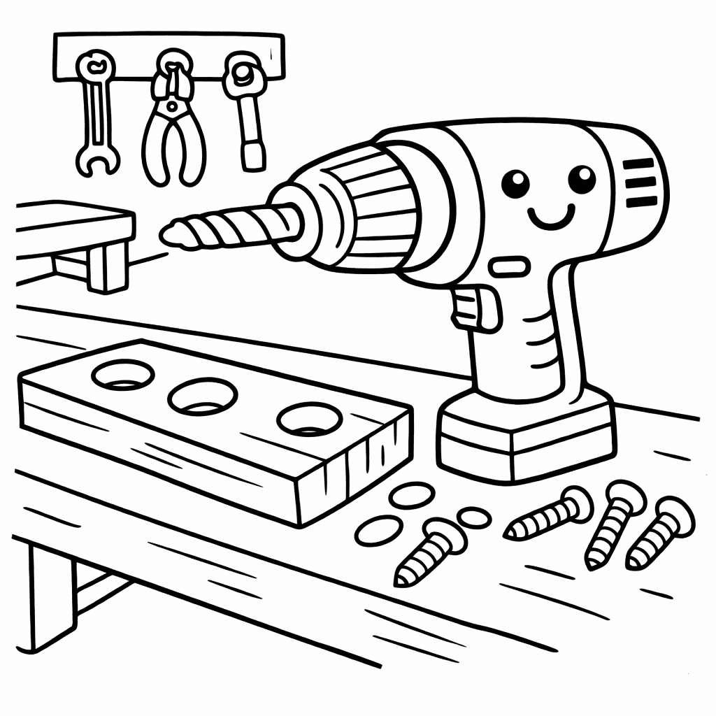 Spielzeug-Bohrmaschine - Ausmalbild