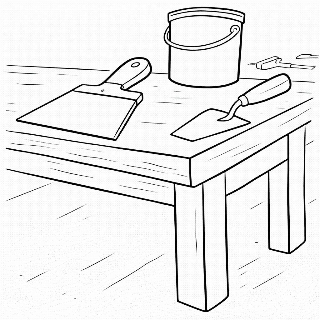 Werkbank Froschperspektive - Ausmalbild