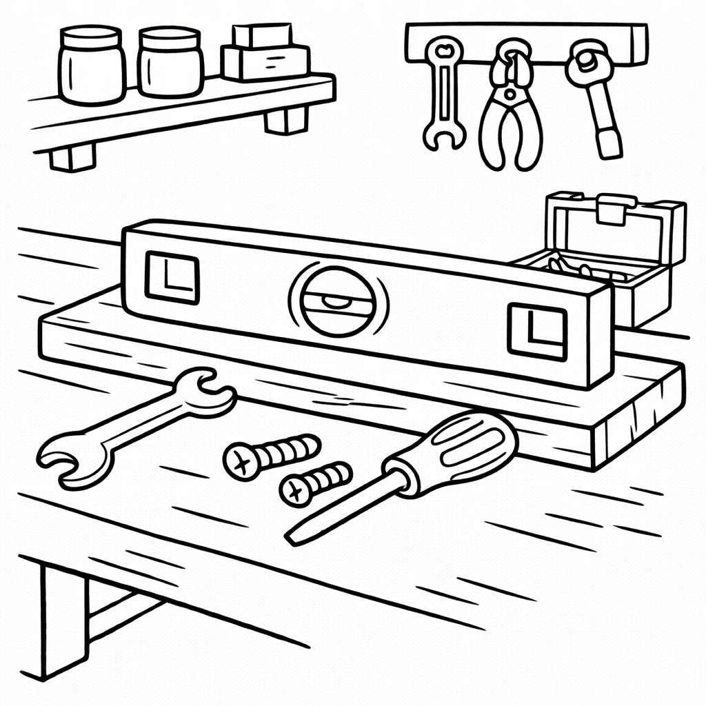 Werkstattwerkzeuge - Ausmalbild
