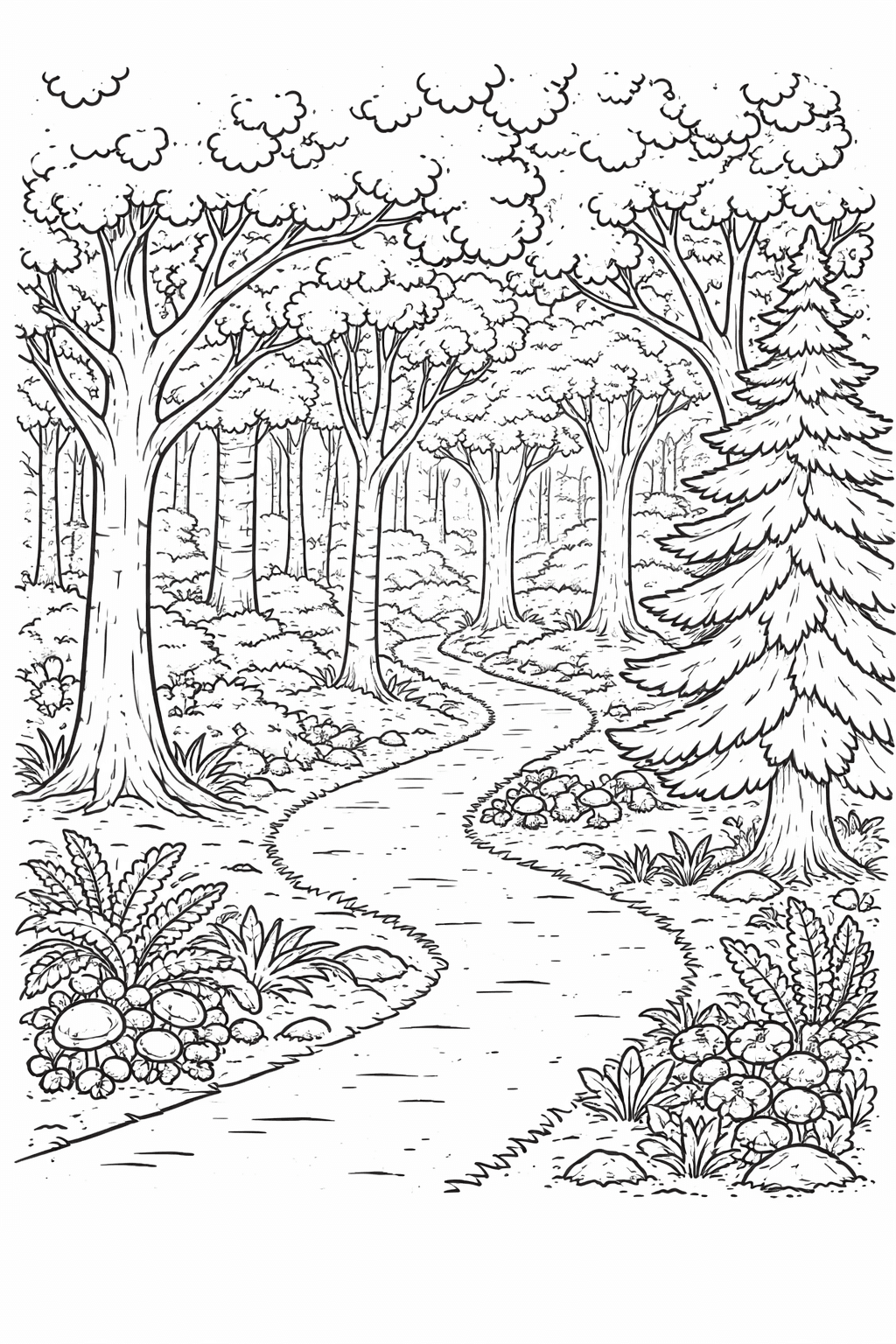 Waldweg zum Entdecken - Ausmalbild