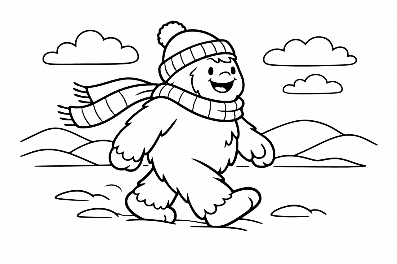 Yeti_freundlicher Yeti Im Winterspaziergang