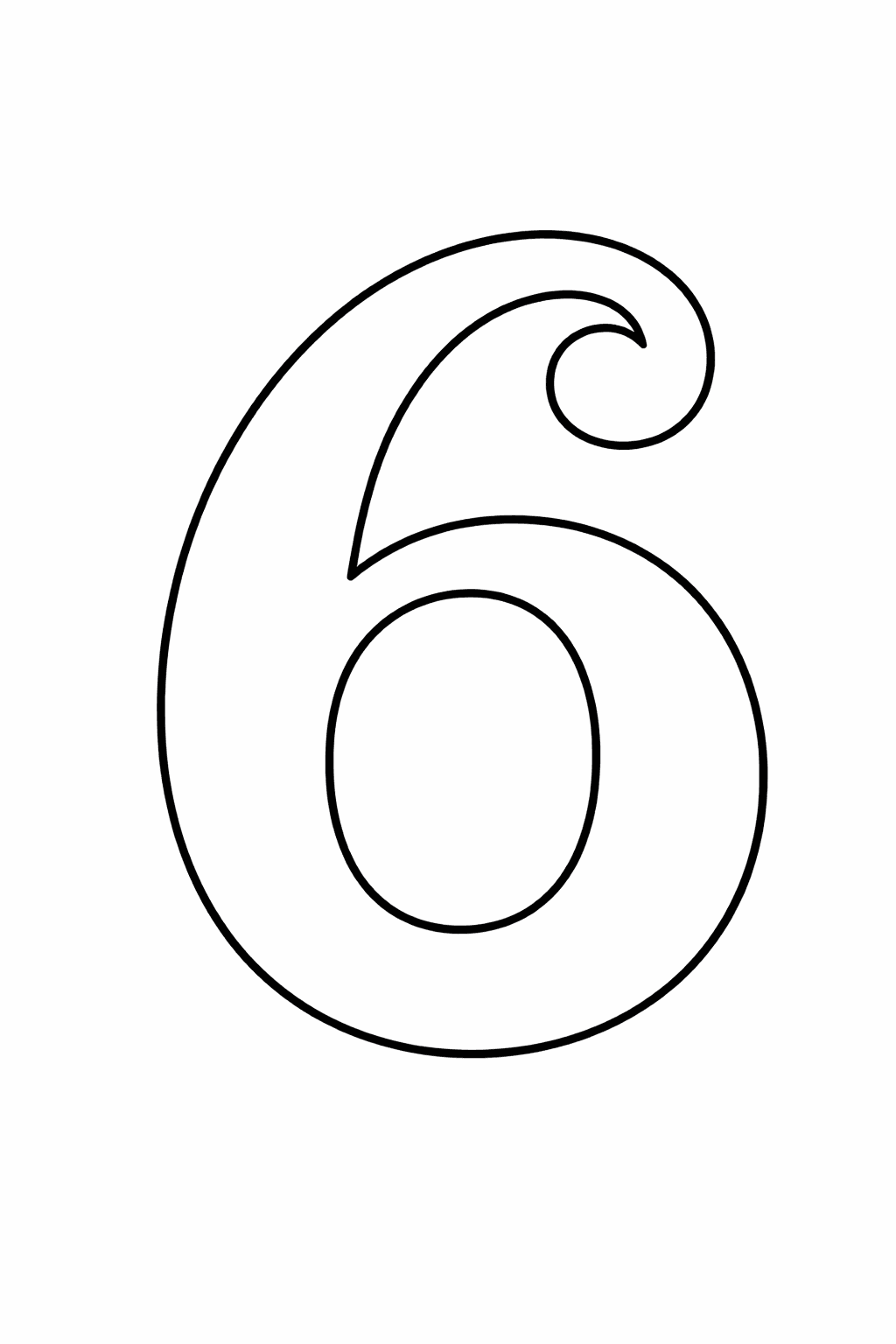 Zahl 6 - Ausmalbild