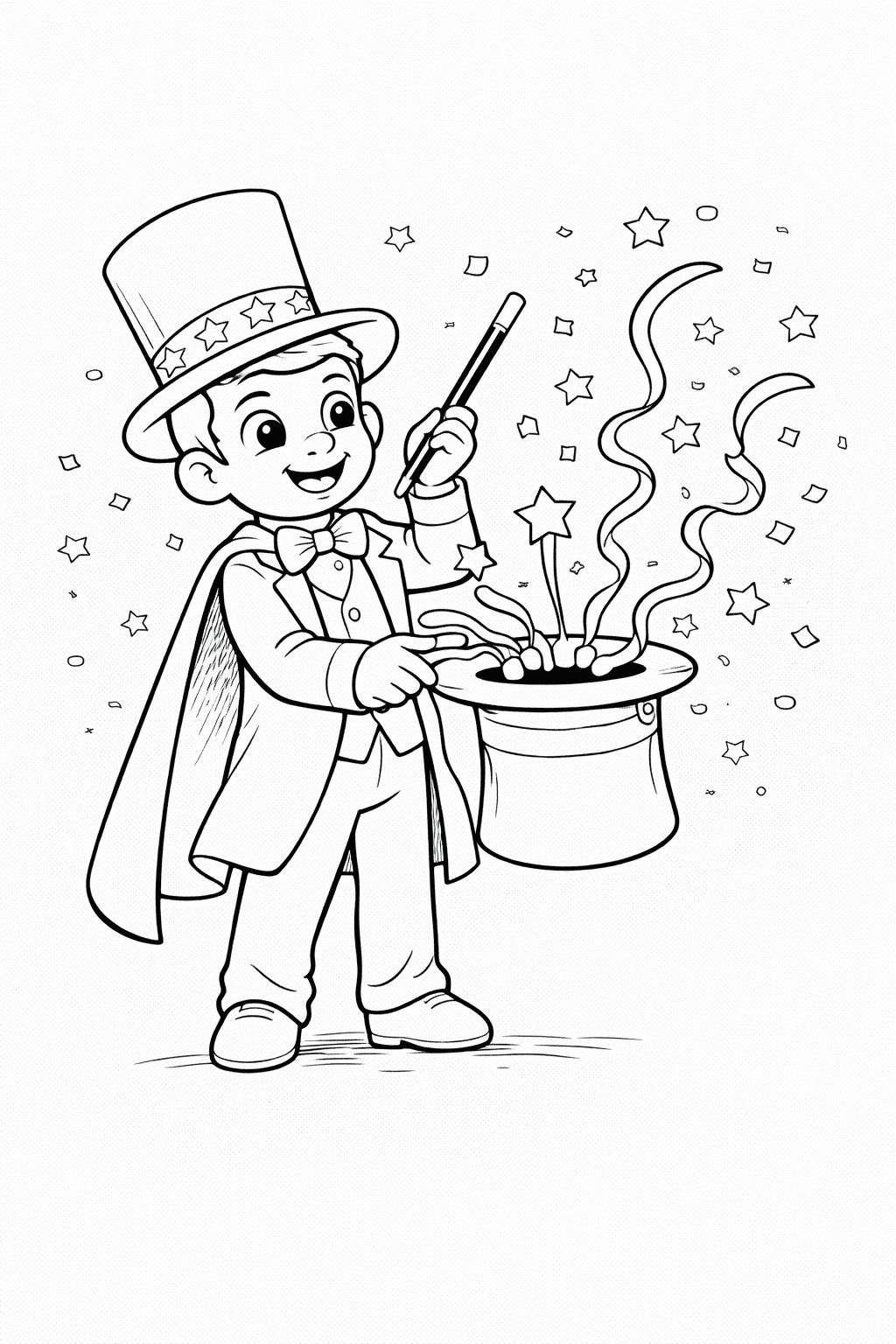 Zauberer Mit Sternen Und Schleifen