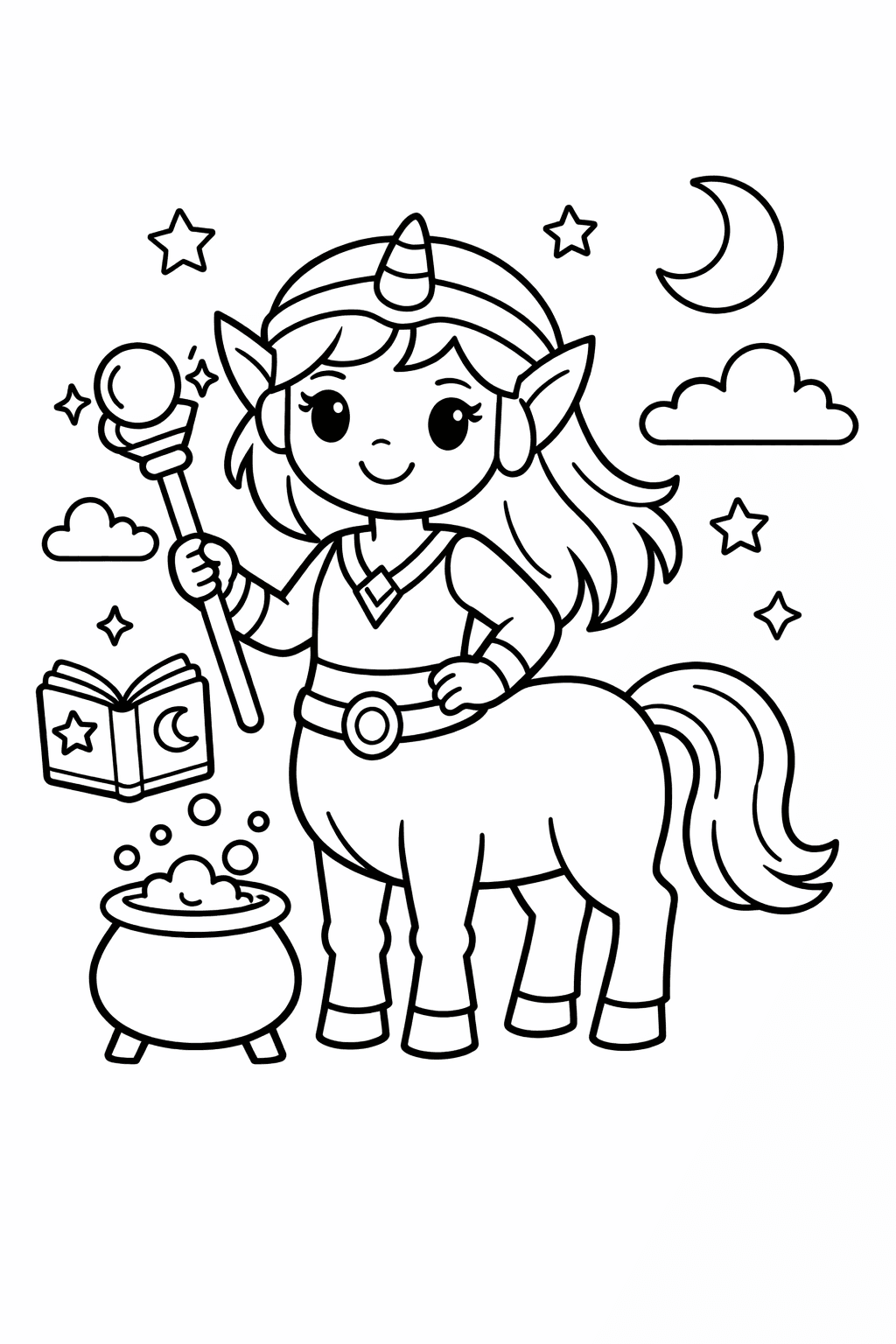 Zentaur mit Zauberstab - Ausmalbild