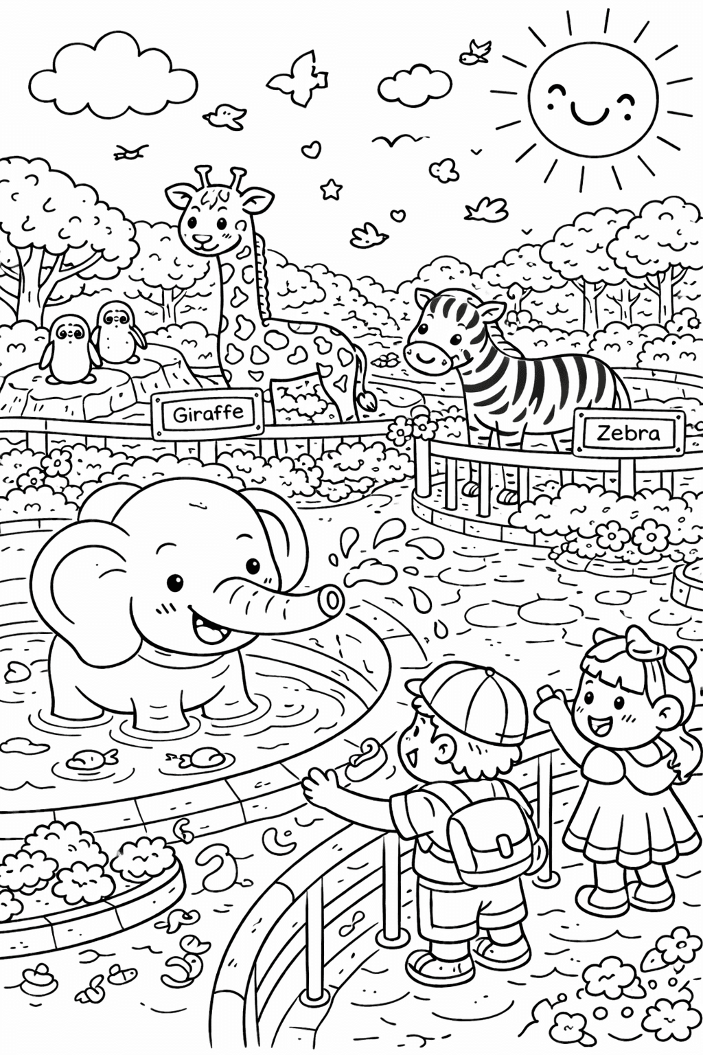 Kölner Zoo Abenteuer - Ausmalbild