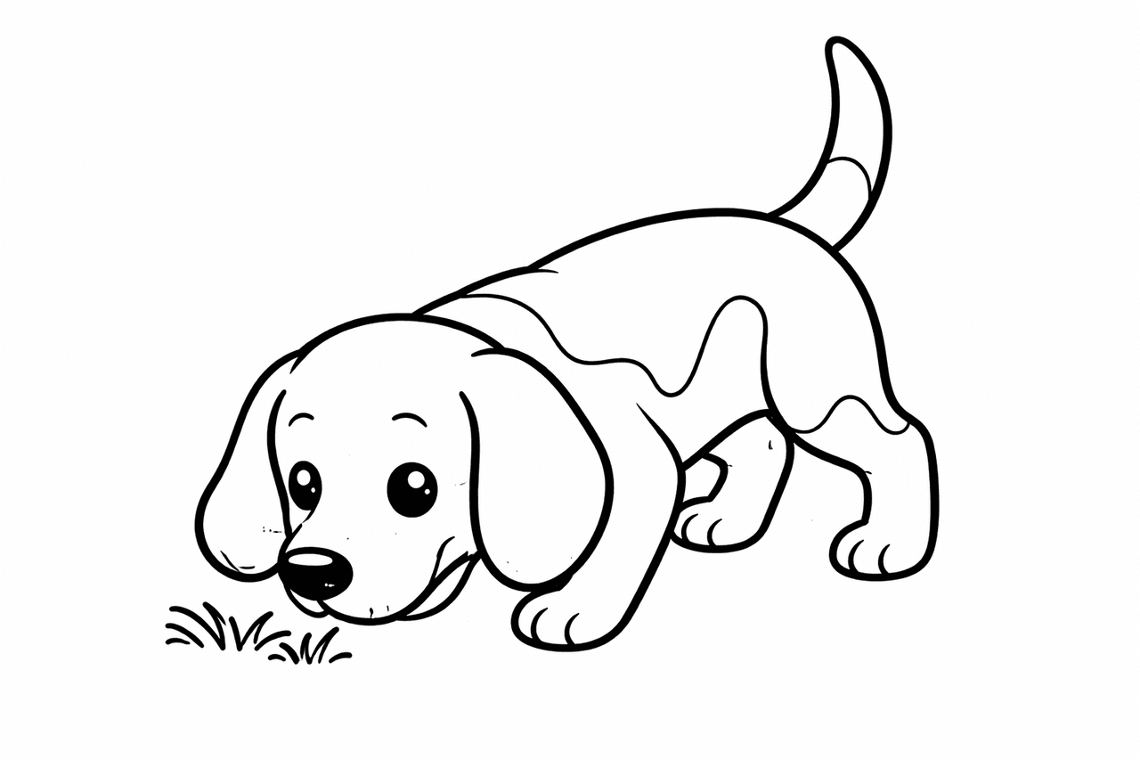 Schnüffelnder Beagle - Ausmalbild