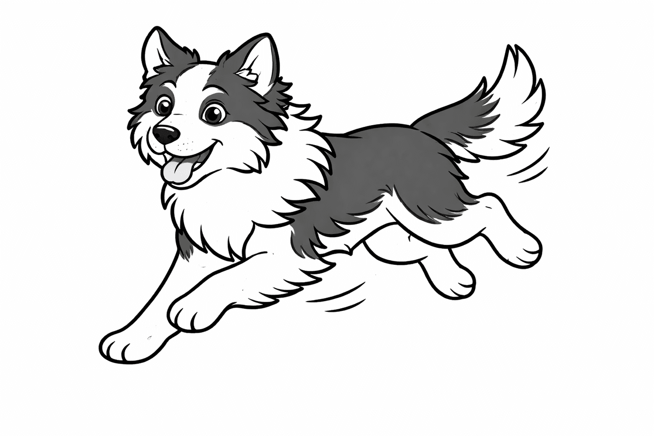 Border Collie in Bewegung - Ausmalbild