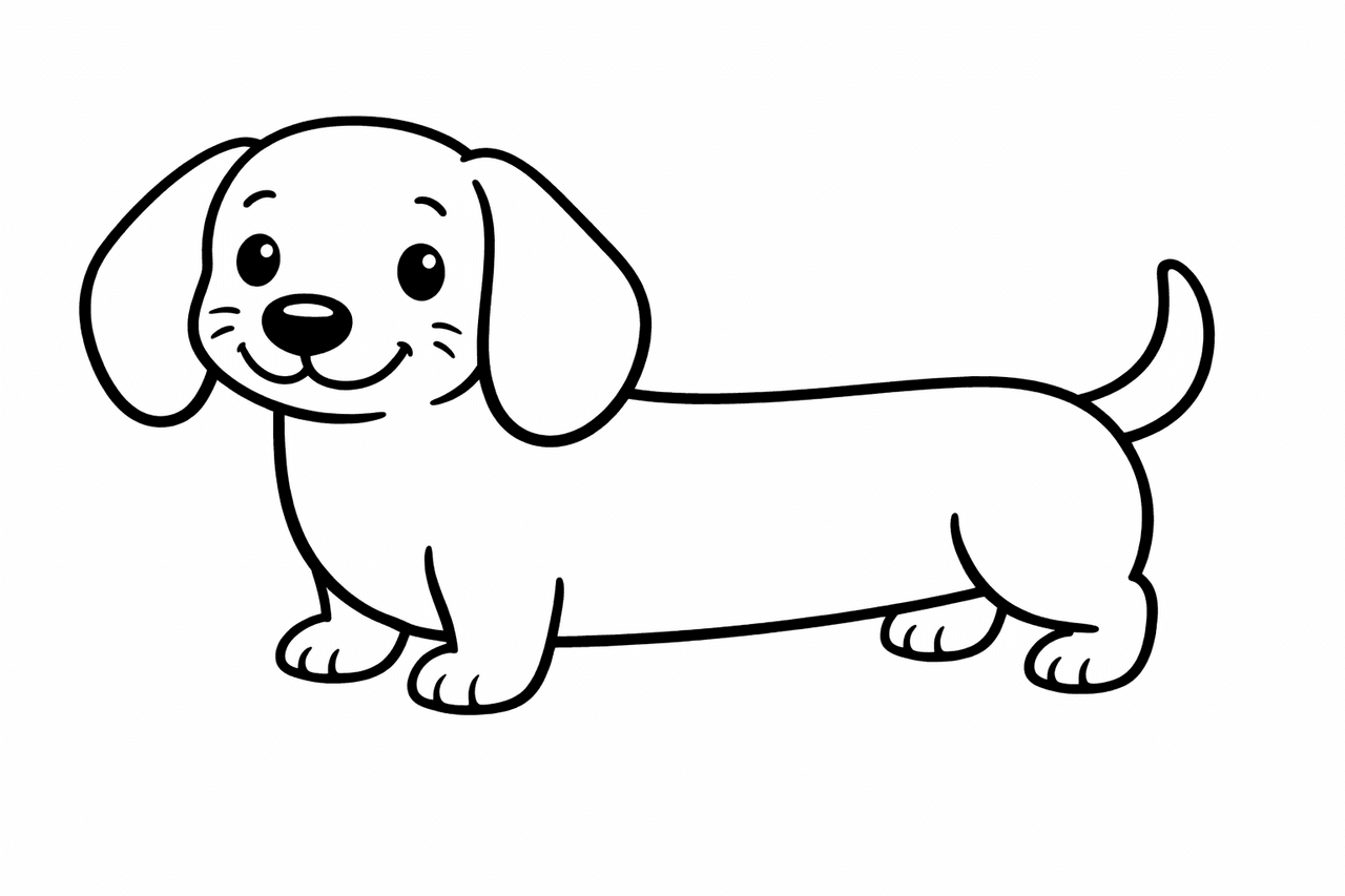 Dackel mit langen Ohren - Ausmalbild