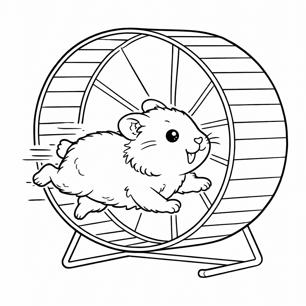 Hamster im Laufrad - Ausmalbild