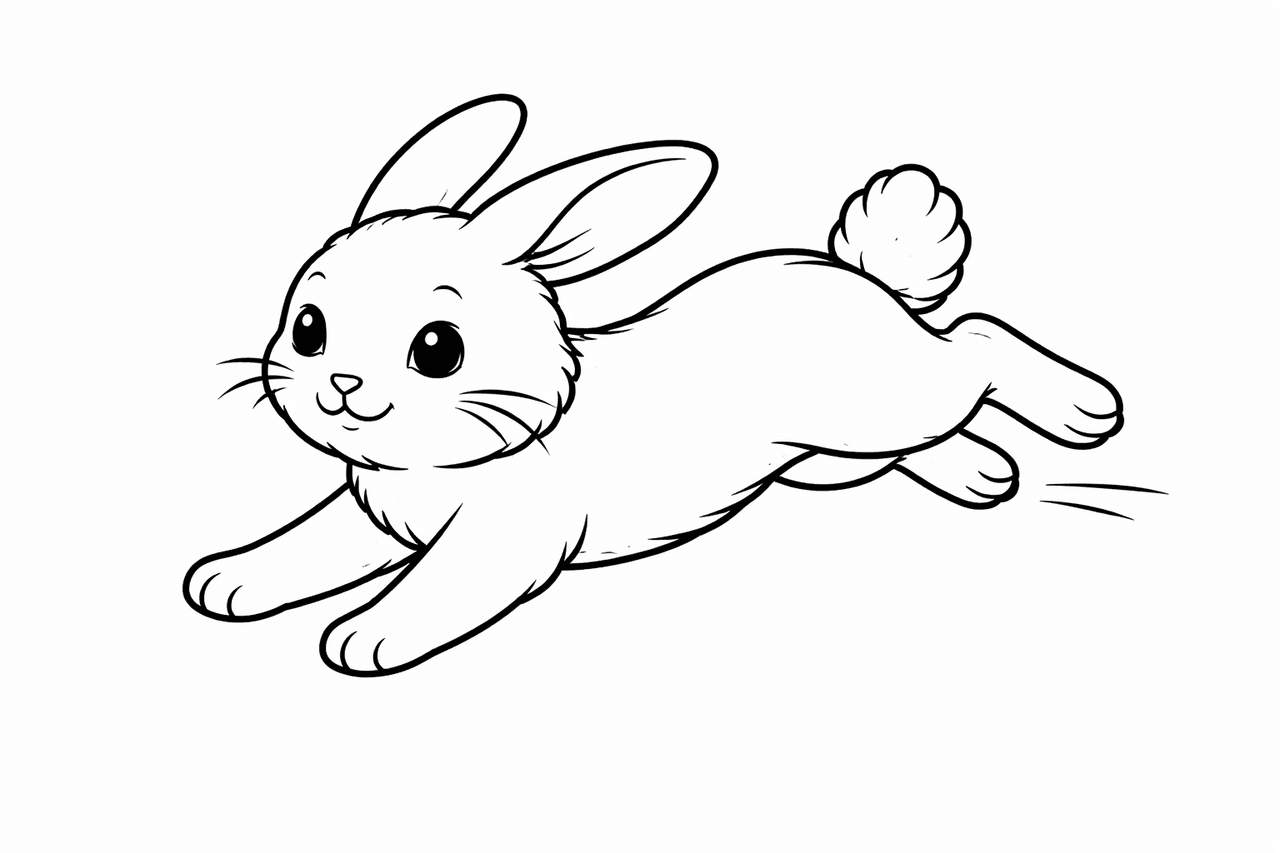 Hüpfender Hase - Ausmalbild