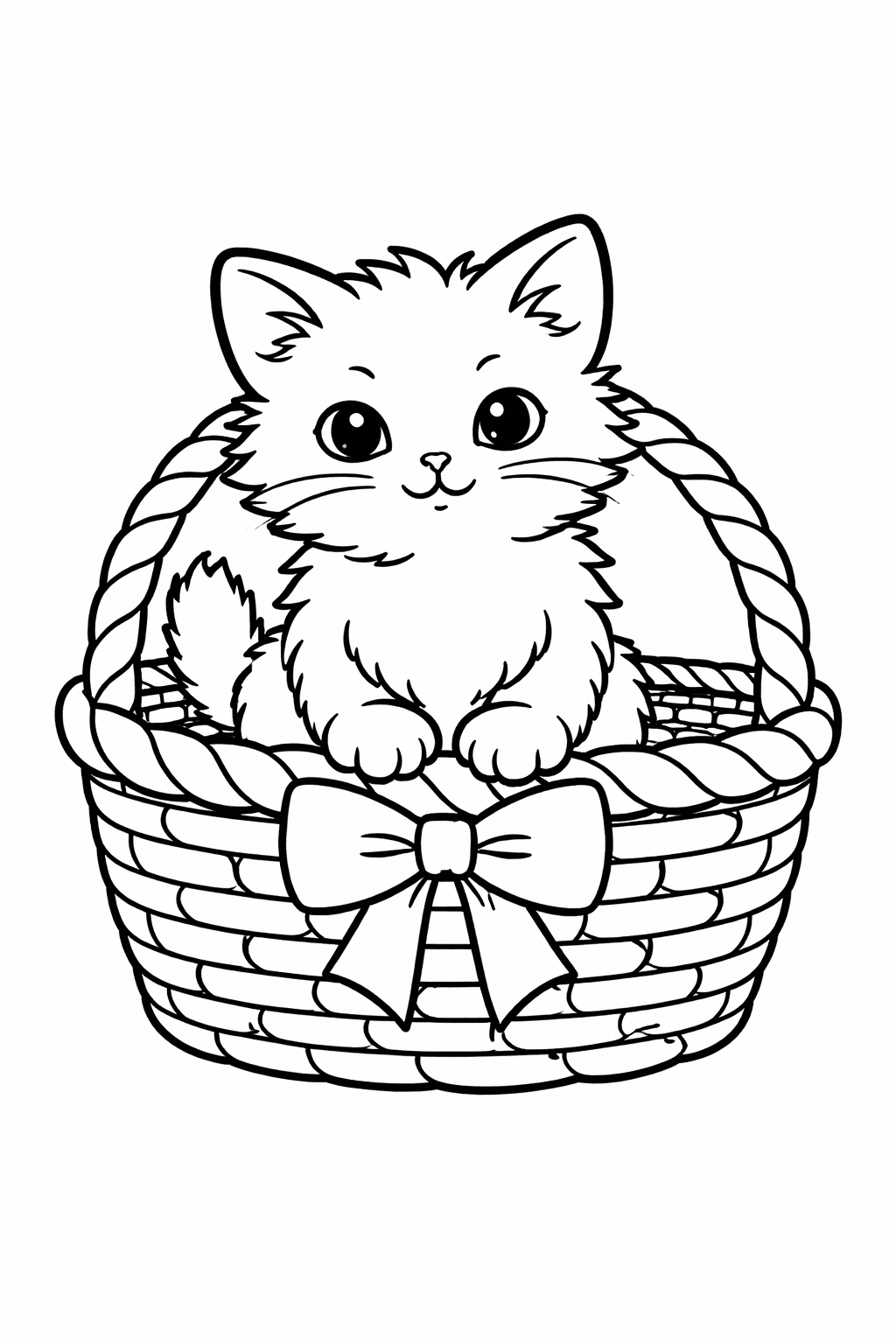Kätzchen im Korb - Ausmalbild