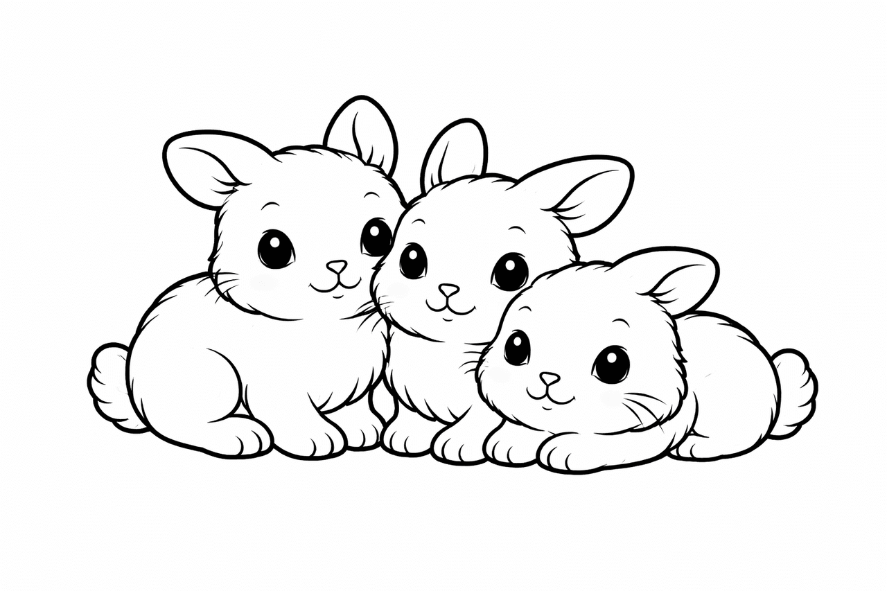 Kaninchenbabys - Ausmalbild