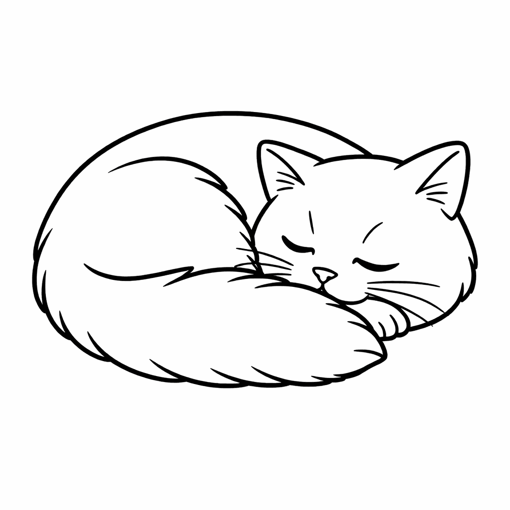 Schlafende Katze - Ausmalbild